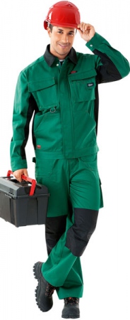 Куртка рабочая зеленая хлопок стрейч. Уменьшенная фотография.
