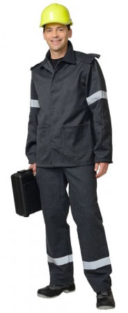 Костюм шахтёрский: куртка, брюки серый с СОП. Тип А. Уменьшенная фотография.