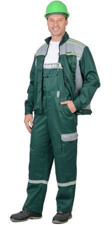 Костюм "ПРАКТИК-1" куртка, п/к зеленый со св. серым. Уменьшенная фотография.