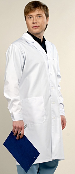 Мужской медицинский халат белый на пуговицах 1-615