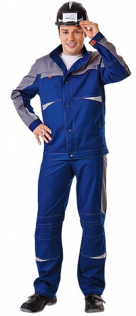 Куртка рабочая СПЕЦ летняя цвет синий с серым. Уменьшенная фотография.