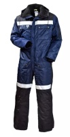 Зимний рабочий комбинезон с капюшоном сине-чёрный