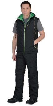 Жилет СТИЛЬ утеп. черный ( зел. подкладка)